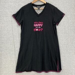 Rena Rofe Sleepwear PJs Womens Large Black Pink Pajamas Gown Lounge Comfy